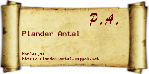 Plander Antal névjegykártya